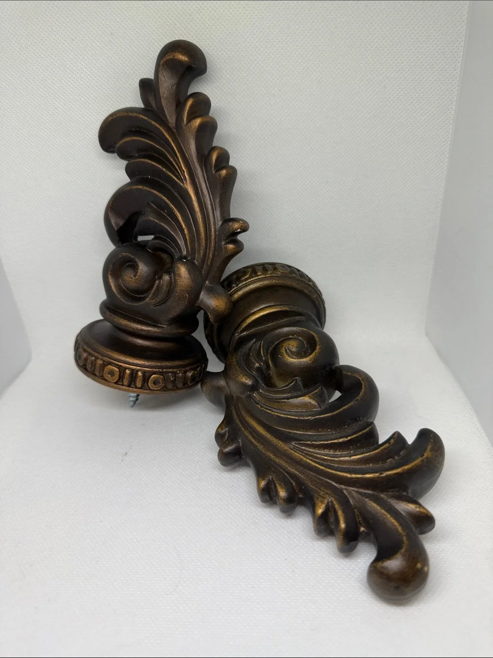 Antique Bronze Finials - Decorative Pair- set of 2- resin with attached screws